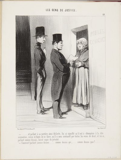 ...et parlant à sa portière ainsi déclarée... - Honoré Daumier