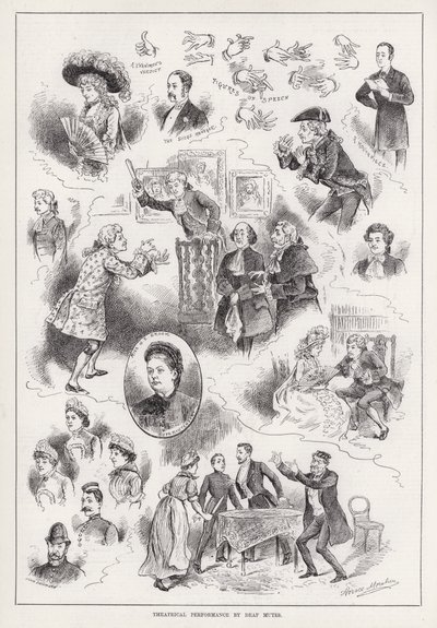 Représentation théâtrale par des sourds-muets (gravure) - Horace Morehen