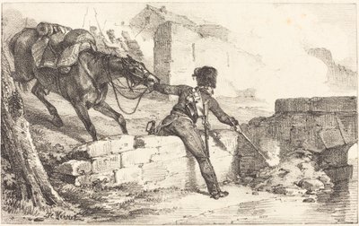 Artilleur allumant une mine - Emile Jean Horace Vernet