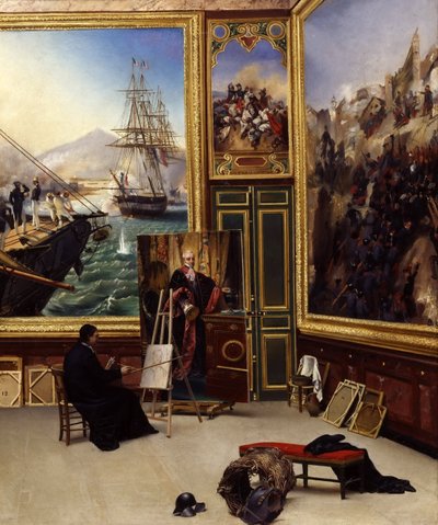 Frère Philippe copiant le portrait du marquis de Fontanes au musée de Versailles - Emile Jean Horace Vernet