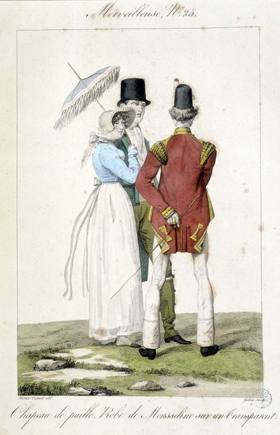 Gravure de mode par Horace Vernet (1789 - 1863) réalisée vers 1810 pour le numéro 25 d
