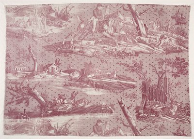 Fragment de coton imprimé à la plaque de cuivre avec motif de scène de chasse, vers 1815 - Emile Jean Horace Vernet