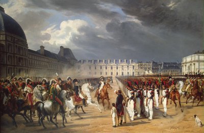 Invalides remettant une pétition à Napoléon lors du défilé dans la cour du palais des Tuileries - Emile Jean Horace Vernet