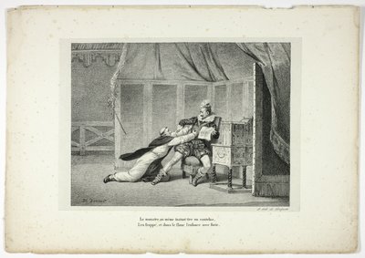 Le monstre au même instant tire un coutelas... - Horace Vernet