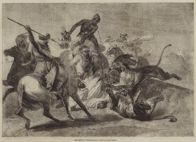 Chasse au Lion en Afrique - Emile Jean Horace Vernet