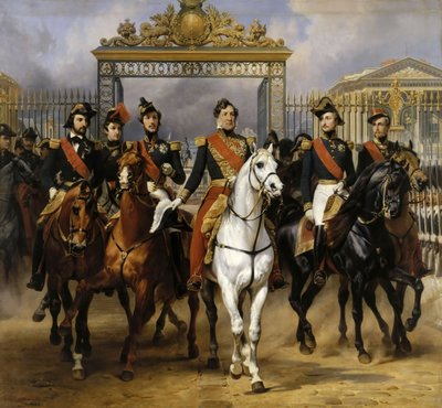 Louis Philippe et ses fils à cheval quittant Versailles, 10 juin 1837 - Emile Jean Horace Vernet