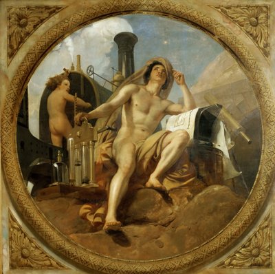 Le Génie de la Vapeur sur Terre (plafond, Salle des Pas Perdus) - Emile Jean Horace Vernet