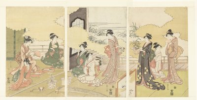 Femmes dans une chambre en plein air - Hosoda Eishi