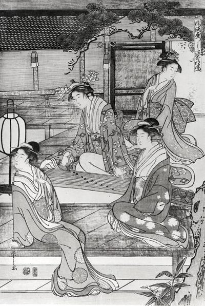 Femme jouant du koto - Hosoda Eishi