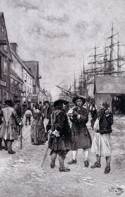 Le long du front de mer dans le vieux New York, illustration de 
