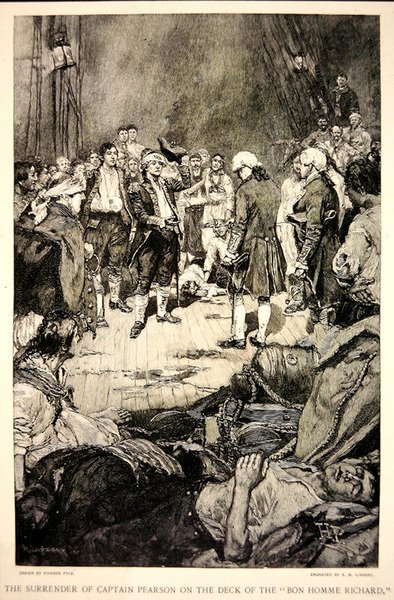 La reddition du capitaine Pearson à John Paul Jones sur le pont du Bonhomme Richard en 1779 - Howard (after) Pyle