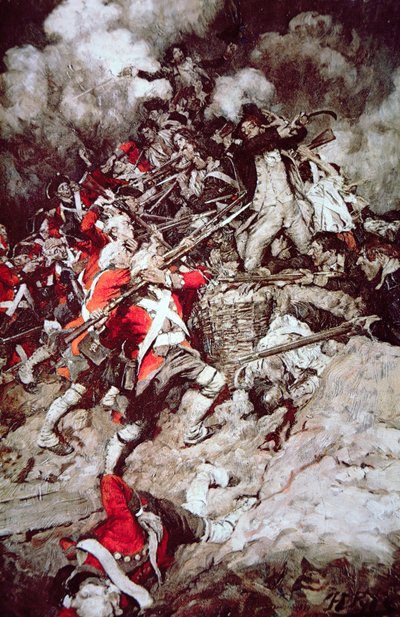 Ils ont grimpé sur le parapet et ont franchi le sommet, pêle-mêle, sur les Britanniques, vers 1897 - Howard (after) Pyle