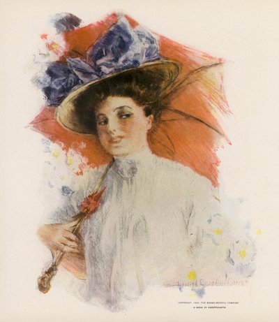 Jeune femme avec un parasol orange - Howard Chandler (after) Christy