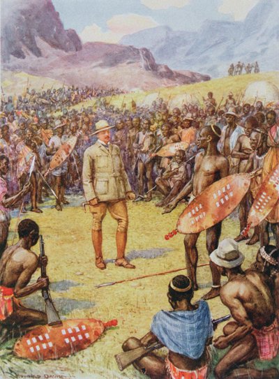 Cecil Rhodes (1853-1902) avec les Matabeles de 