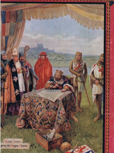 Le roi Jean signant la Magna Carta, illustration de 