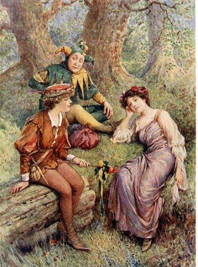 Rosalind, Celia et Touchstone dans "Comme il vous plaira" de 