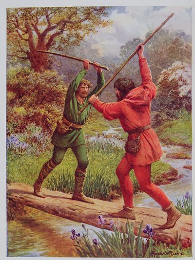 Le combat entre Robin des Bois et Petit Jean, illustration de 