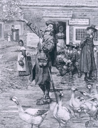 Un exhortateur quaker en Nouvelle-Angleterre, illustration de 