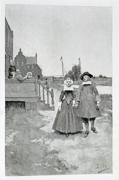 Le long du canal dans le vieux Manhattan, illustration de 