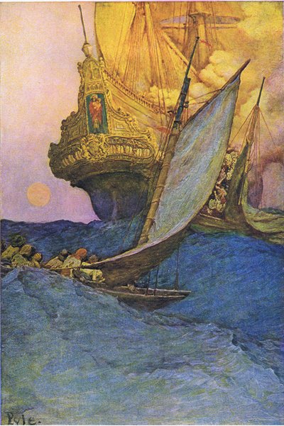 Une attaque sur un galion, du livre des pirates de Howard Pyle publié par Harper & Bros, 1921 - Howard Pyle