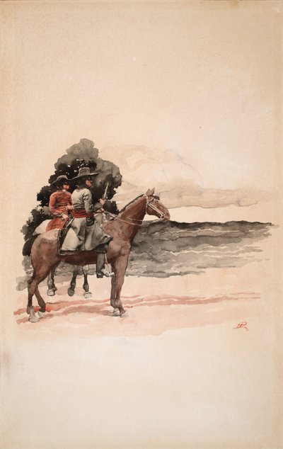 Bandits à cheval (aquarelle sur carton) - Howard Pyle