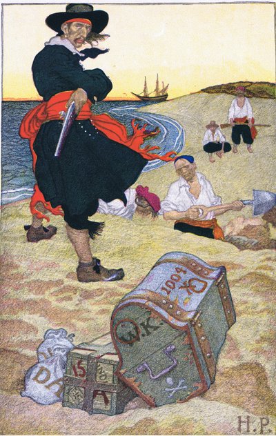 Trésor enterré, du livre des pirates de Howard Pyle publié par Harper & Bros, 1921 - Howard Pyle