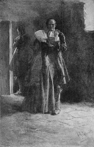 Giles Corey en prison, gravé par Frank French (1850-1933) illustration de 
