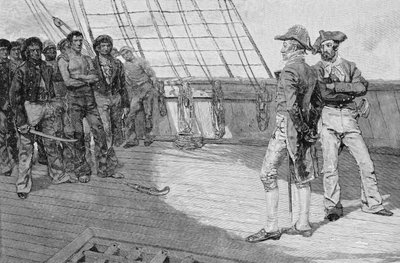 Enrôlement forcé de marins américains, illustration de 