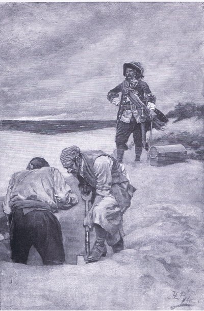 Kidd à Gardiners Island, de Howard Pyles Book of Pirates publié par Harper & Bros, 1921 - Howard Pyle