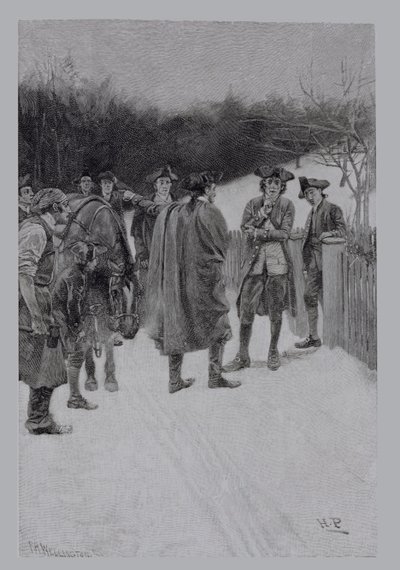 Paul Revere apportant des nouvelles à Sullivan, gravé par F.H. Wellington, illustration de 