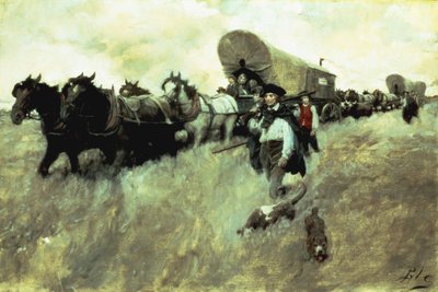 Les colons du Connecticut entrant dans la réserve occidentale, 1795 - Howard Pyle