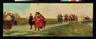 Le Débarquement de Carteret dans le New Jersey - Howard Pyle