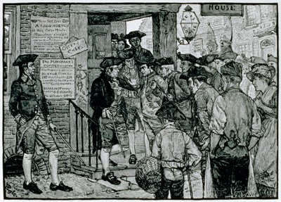 La foule tentant de forcer un officier des timbres à démissionner, de Harper