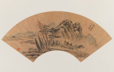 Paysage peint sur un éventail - Hsiang Chien Huang