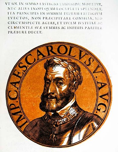 Portrait en médaillon de Charles V, Empereur romain germanique - Hubert (after) Goltzius