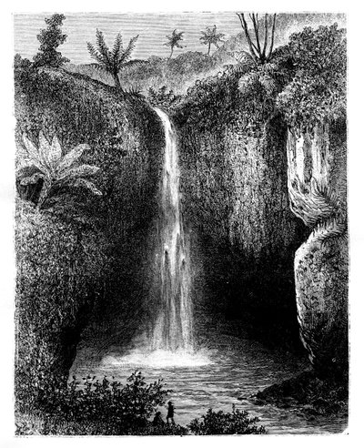 Chute de la rivière, Tondano, Indonésie, 19ème siècle - Hubert Clerget