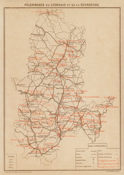Pèlerinages du Lyonnais et de la Bourgogne (litho en couleur) - Hubert Clerget