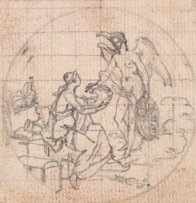 Design pour une médaille : Figure de Britannia (?) et Fortune (?) ou Victoire (?) - Hubert Francois Gravelot