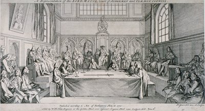Réunion dans la salle du conseil du Guildhall, Londres - Hubert Francois Gravelot