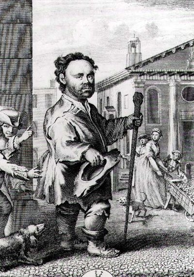 Owen Farrel, le nain irlandais, gravé par James Hulett, pub. en 1742 - Hubert Francois Gravelot