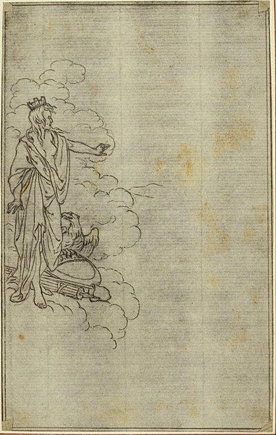 Étude pour "La Pharsale" de Lucain, Canto I, personnage féminin debout avec couronne - Hubert Francois Gravelot