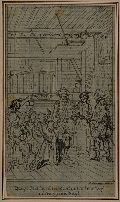 Étude pour la vignette-frontispice de "La Partie de Chasse de Henri IV" de Colle, Acte III - Hubert Francois Gravelot