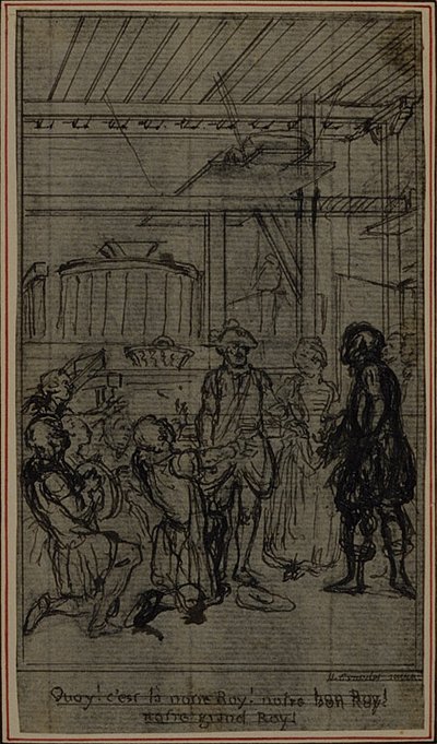 Étude pour la vignette-frontispice de "La Partie de Chasse de Henri IV" de Colle, Acte III - Hubert Francois Gravelot
