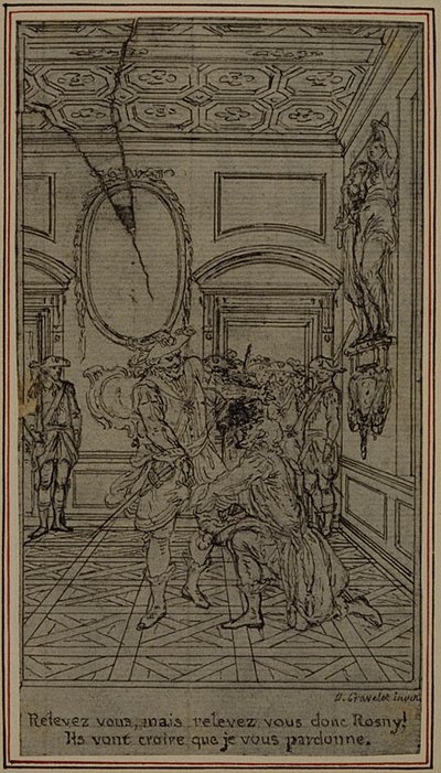 Étude pour la vignette-frontispice de "La Partie de Chasse de Henri IV" de Colle, Acte I - Hubert Francois Gravelot