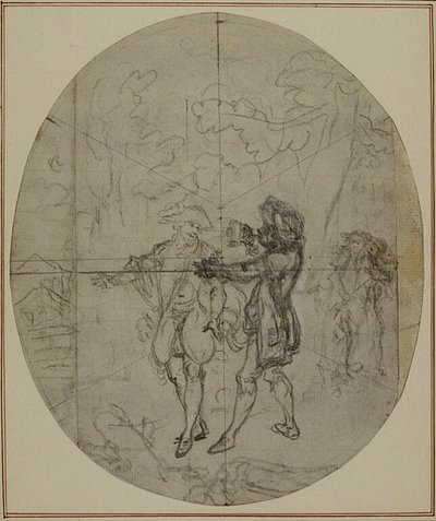 Étude pour une deuxième édition, jamais publiée, de "La Partie de Chasse de Henri IV" de Colle, Acte II, Scène 11 - Hubert Francois Gravelot
