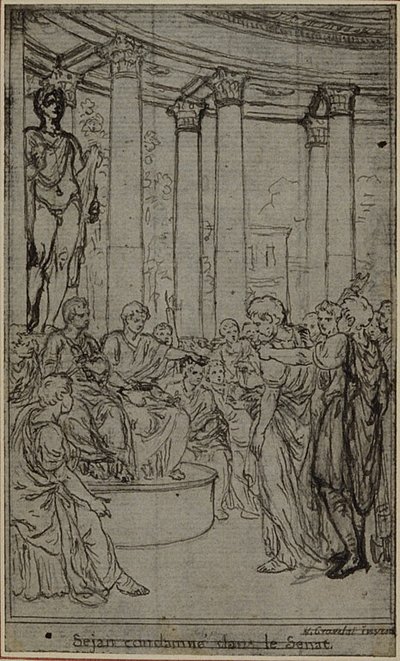 Study for an illustration in Tacitus "Tibère, ou Les Six Premiers Livres des Annales", Book V, Vol. 3, 2nd Study - Hubert Francois Gravelot