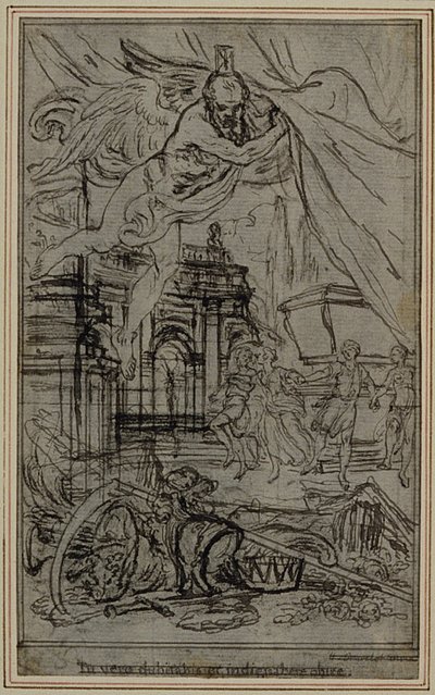 Étude pour la vignette-frontispice du livre III de Lucrèce "De la Nature des Choses". - Hubert Francois Gravelot