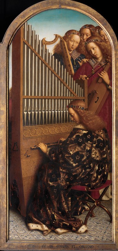 Anges musiciens avec Sainte Cécile, du Retable de Gand - Hubert & Jan van (1390 1441) Eyck