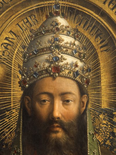 (détail) de Dieu le Père, panneau central du Retable de Gand - Hubert & Jan van (1390 1441) Eyck