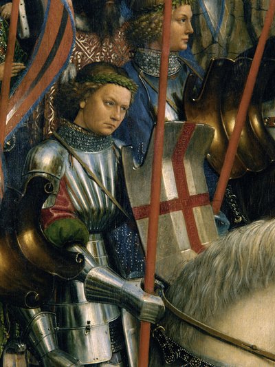 Saint Georges, des Chevaliers du Christ, du côté gauche du Retable de Gand (détail) - Hubert & Jan van (1390 1441) Eyck